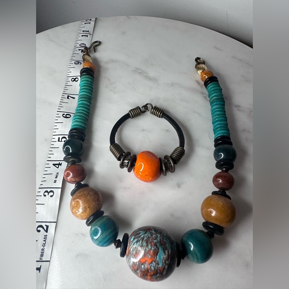 Colorful Vintage Jewelry Set - Bold Necklace and Bracelet - Picture 6 of 12